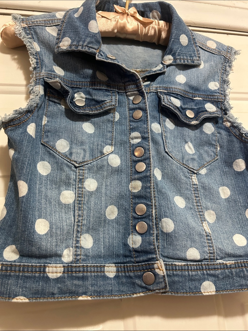 Fire Los Angeles Polka Dot Denim Vest - Blue White Small 🔥